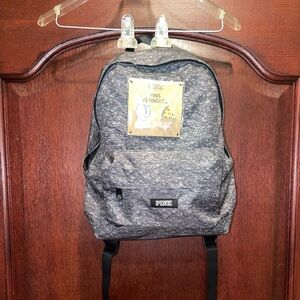 New VS Pink mini Backpack in color Heather Gray includes pins